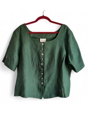 Vintage Geiger Collection Short Sleeve Linen Embroidered Jacket Size 48